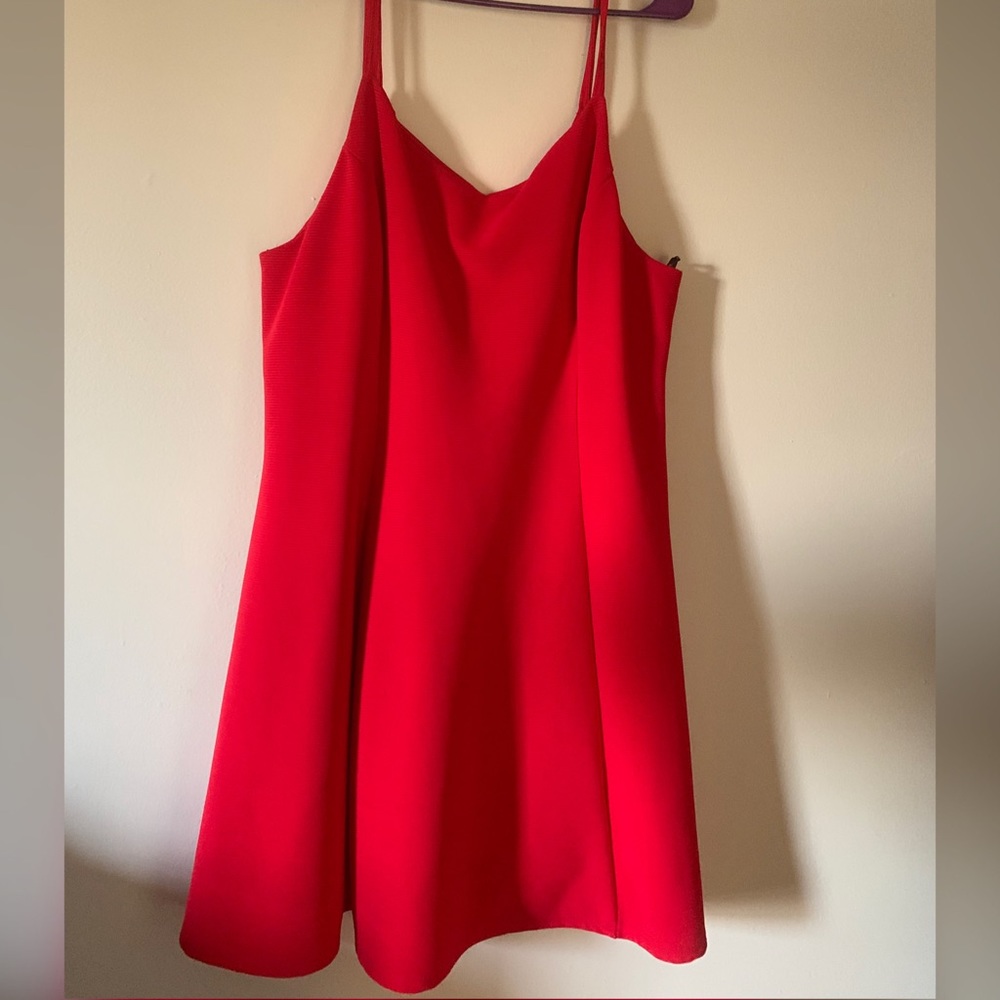 Spaghetti strap Ribbed Red dress